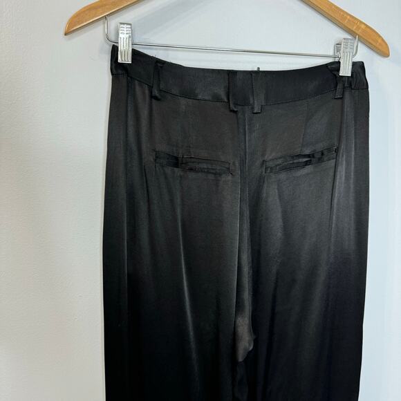 DISSH Simone Black Straight Satin Pleated  Front Pants Sz 4 Minimalist New - Picture 6 of 12